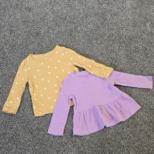 2 LONG SLEEVE GIRLS TOPS 12 MOMTHS